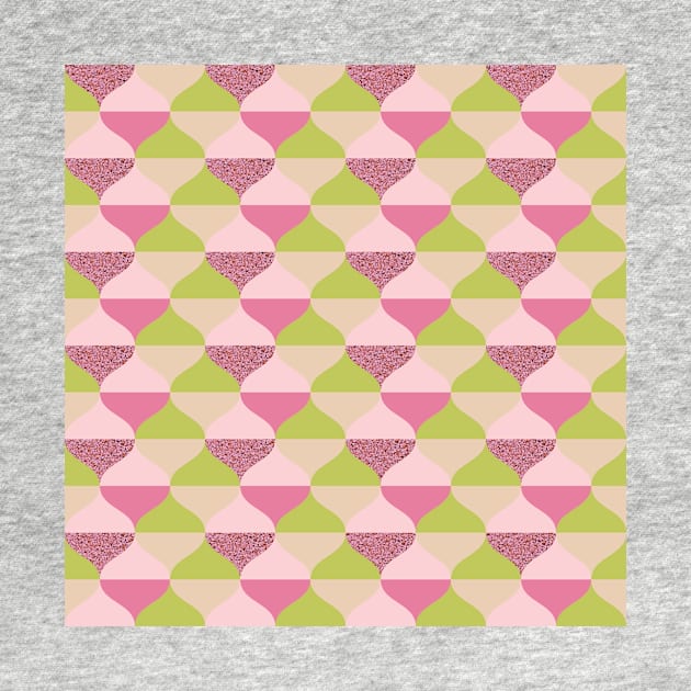 60s Retro vibes, pink and lime green pattern in ogee style by IngaDesign